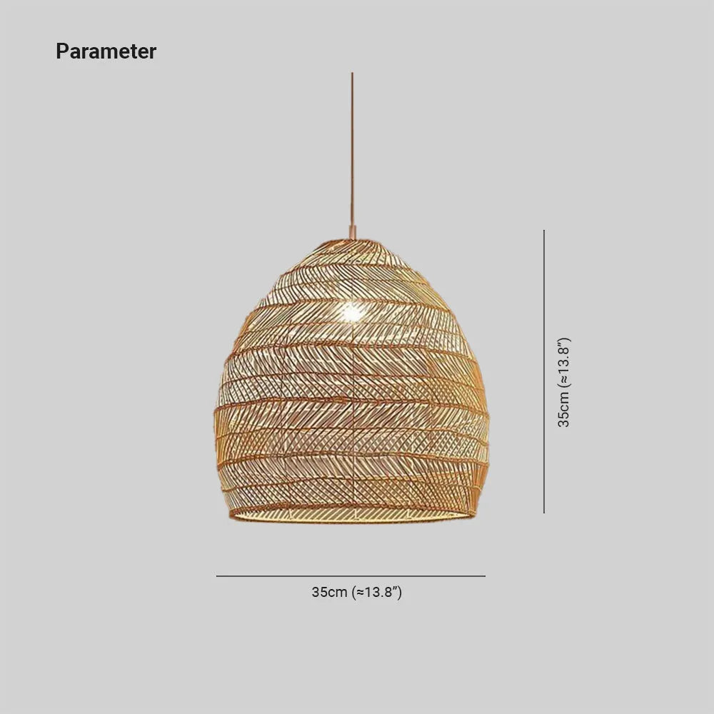 Lian Rattan Bamboo Lampshade Hand Knitted Pendant Light