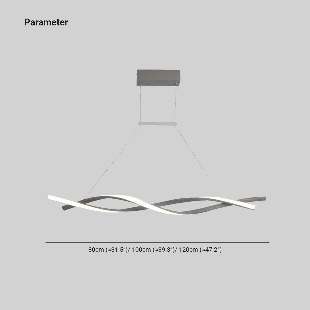 Arisha Pendant Light Linear Double Wave Modern, Metal, Black/Grey, Bedroom