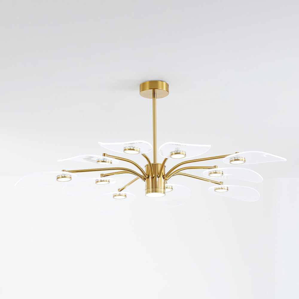 Arisha Art Deco Leaf Metal/ Chandelier, Gold
