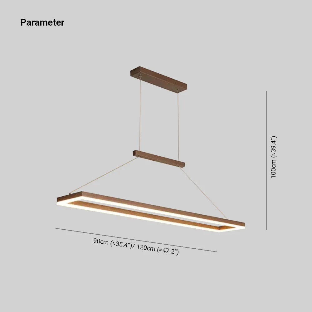 Gloen Modern Rectangular Hanging Pendant Light, Gold/Coffee