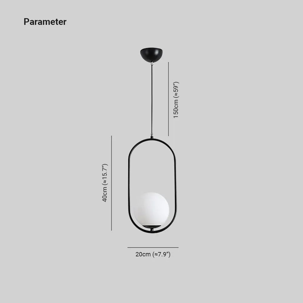 Valentina Minimalist Oval Golden & Black Frame Globe Pendant Light