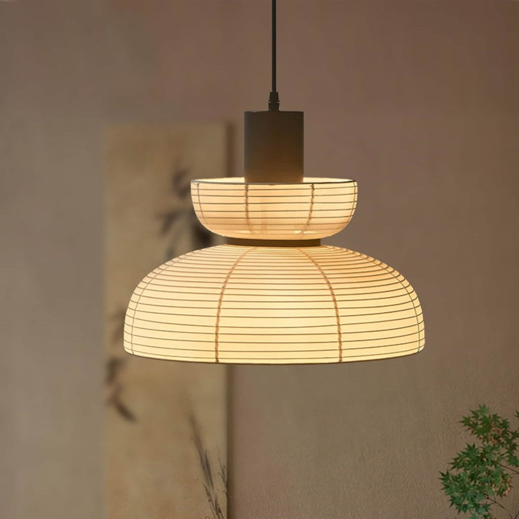 Ritta Pendant Light Neutral Paper Modern  Fabric White