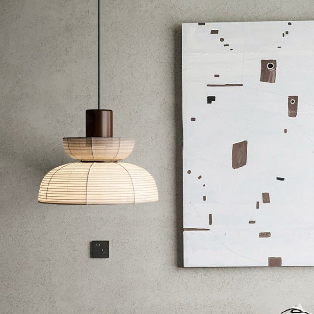Ritta Pendant Light Neutral Paper Modern  Fabric White