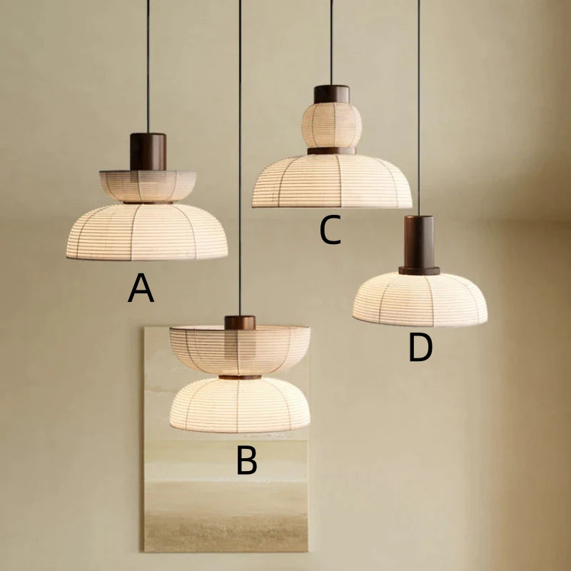 Ritta Pendant Light Neutral Paper Modern  Fabric White