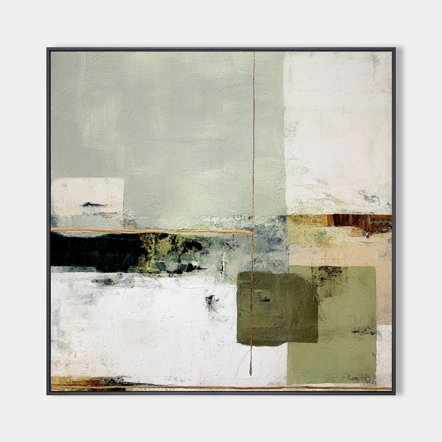 Sage Green Minimalist Oil Painting