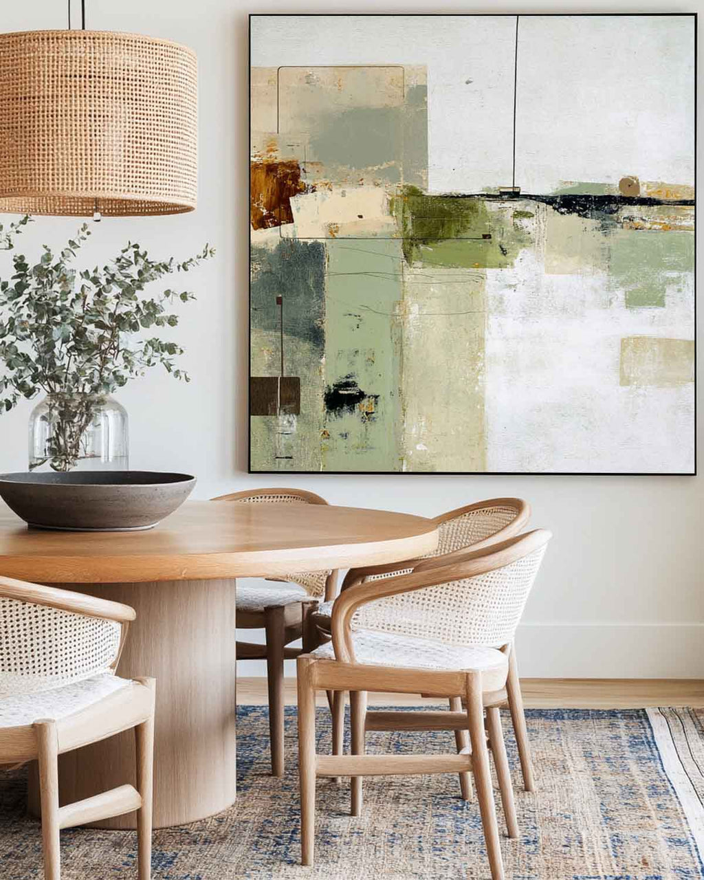 Neutral Geometric Abstract Oil Painting