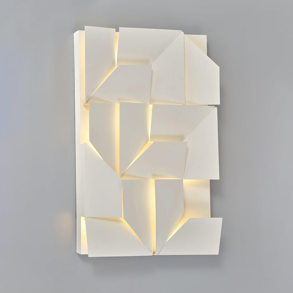 Wall Lamp 3D Geometric Panels Layered Light Art Remote Dimming Modern