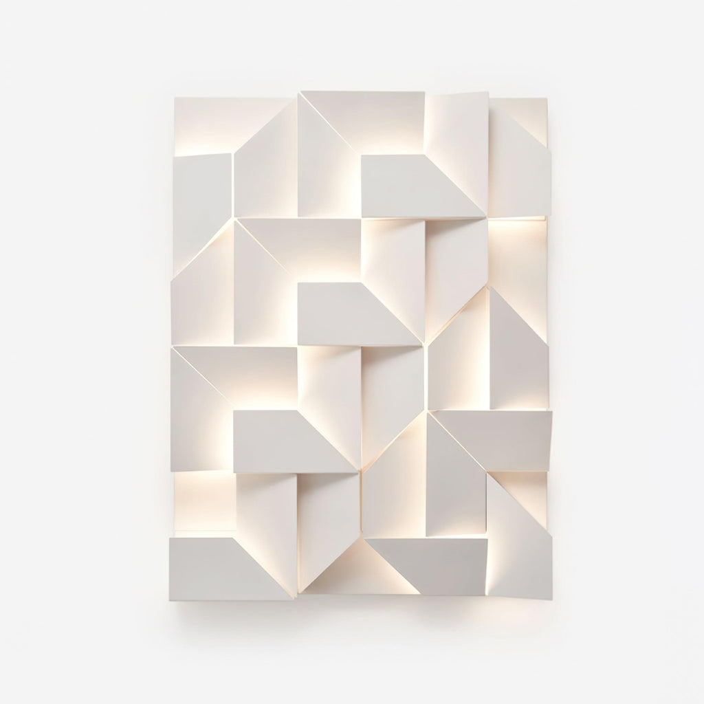 Wall Lamp 3D Geometric Panels Layered Light Art Remote Dimming Modern