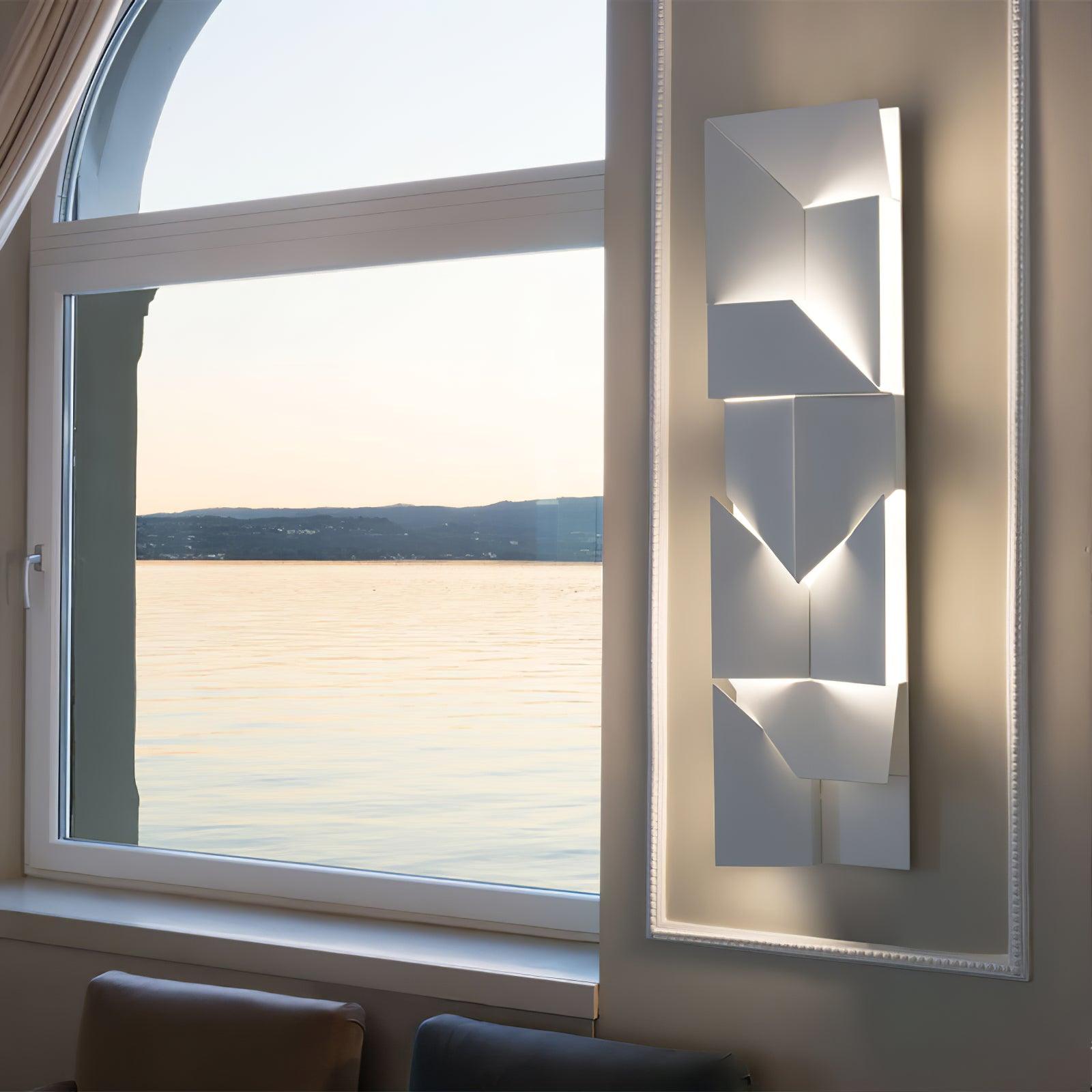 Wall Lamp 3D Geometric Panels Layered Light Art Remote Dimming Modern