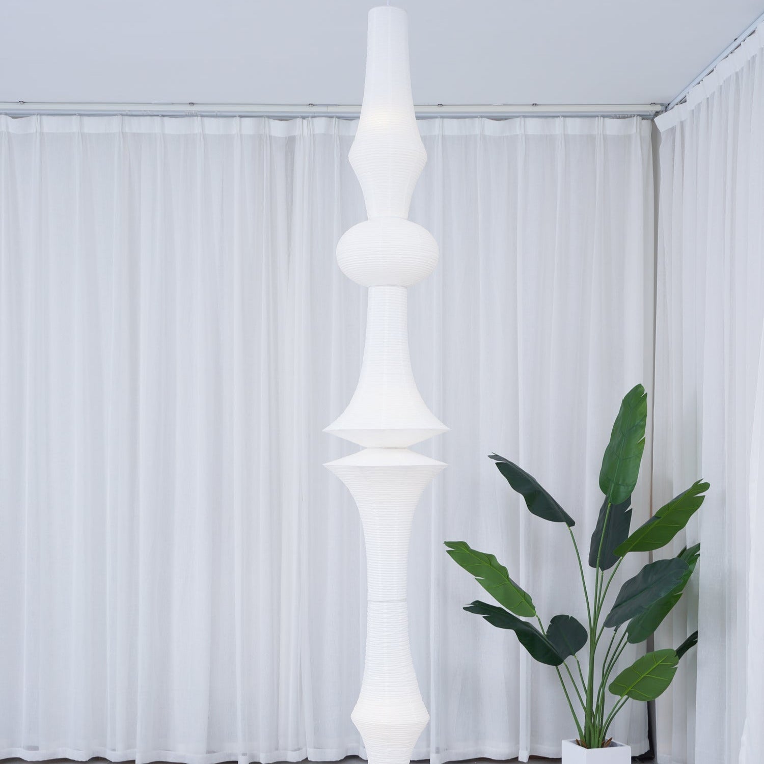 Faye Sculptural Paper Vertical Pendant Light
