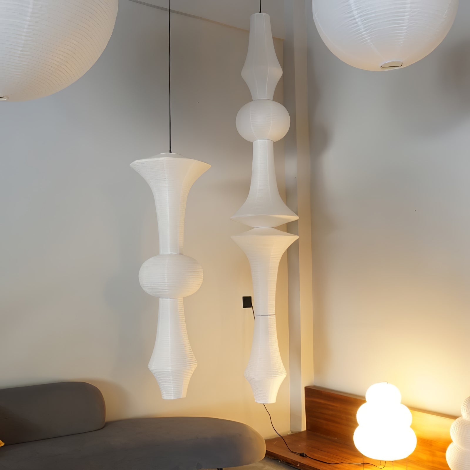 Faye Sculptural Paper Vertical Pendant Light