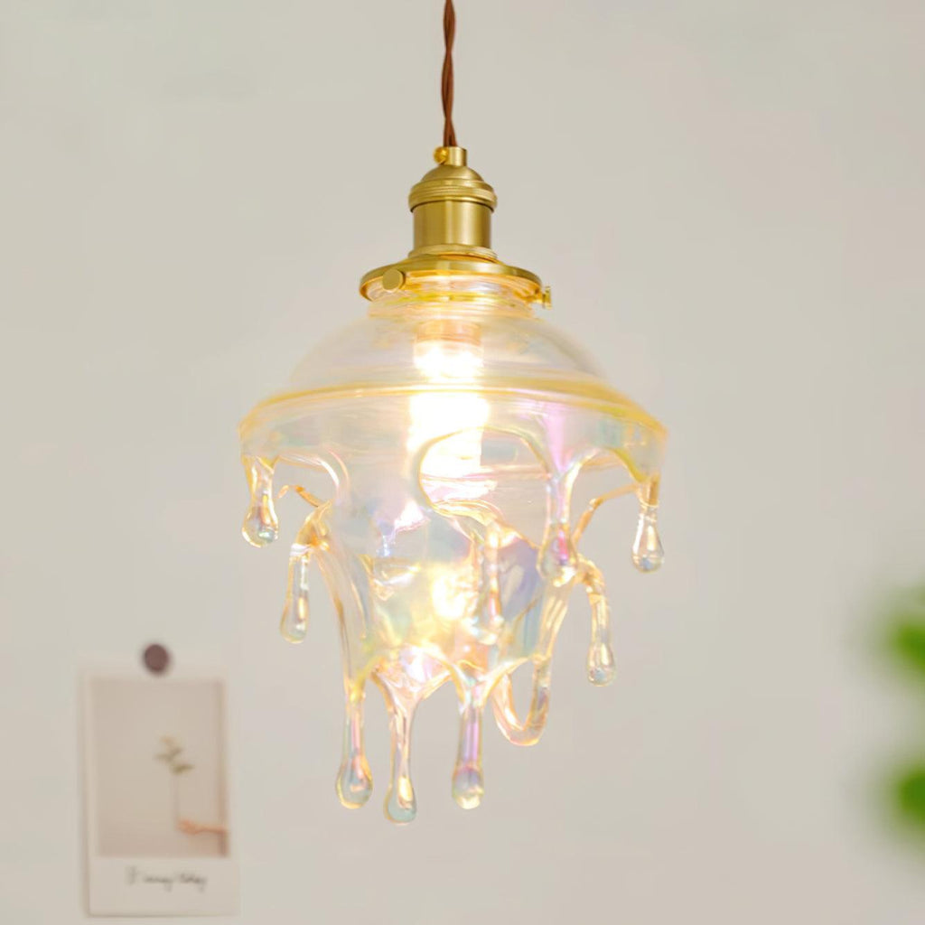 Pendant Lamp Iridescent Water Drop Shade Artistic Glow Contemporary