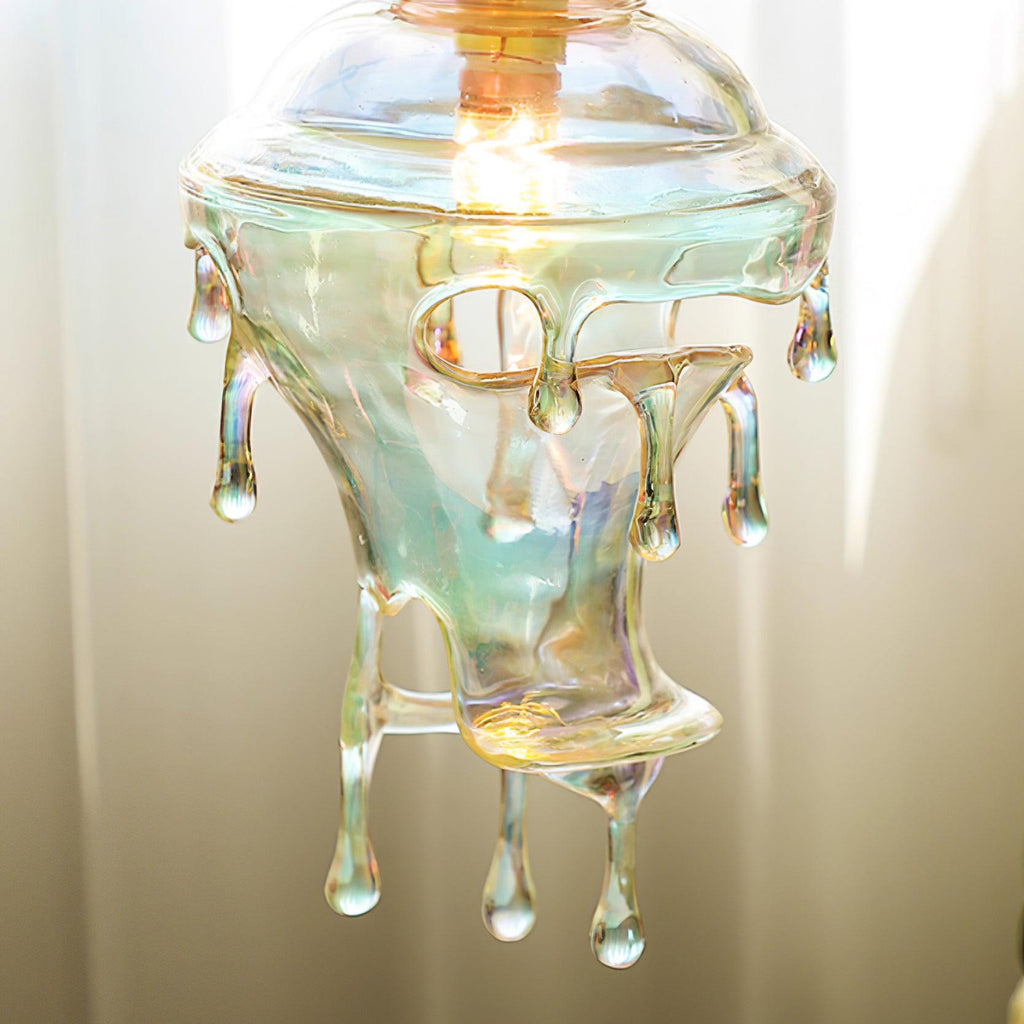 Pendant Lamp Iridescent Water Drop Shade Artistic Glow Contemporary
