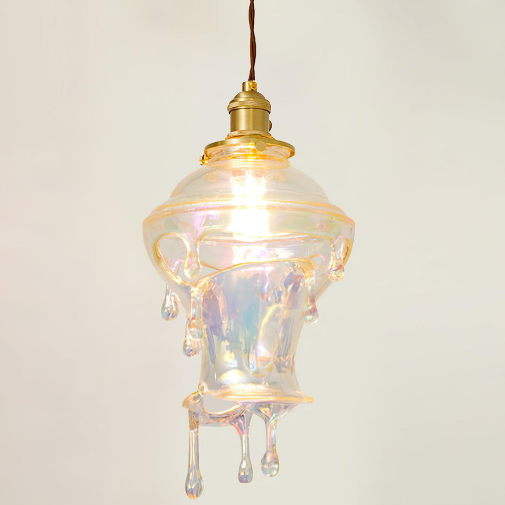 Pendant Lamp Iridescent Water Drop Shade Artistic Glow Contemporary