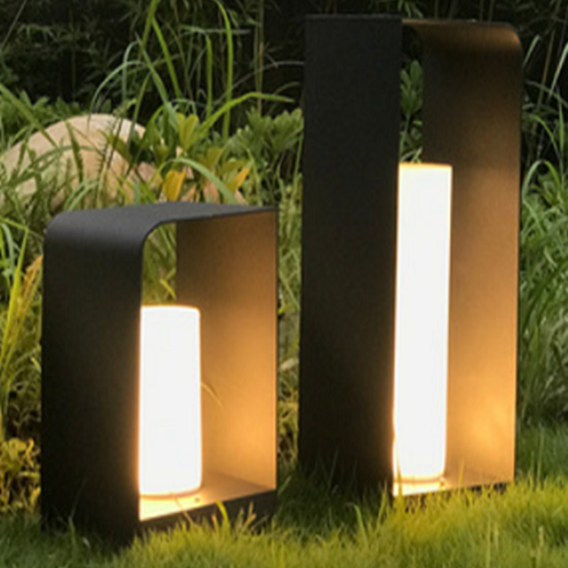 Ray Minimalist Cuboid Candle Solar Outdoor Floor Lamp Black
