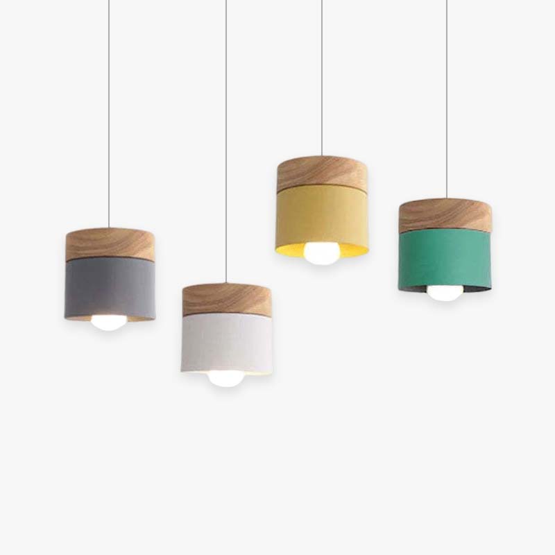 Valentina Modern Can Shape Metal/Wood Pendant Light