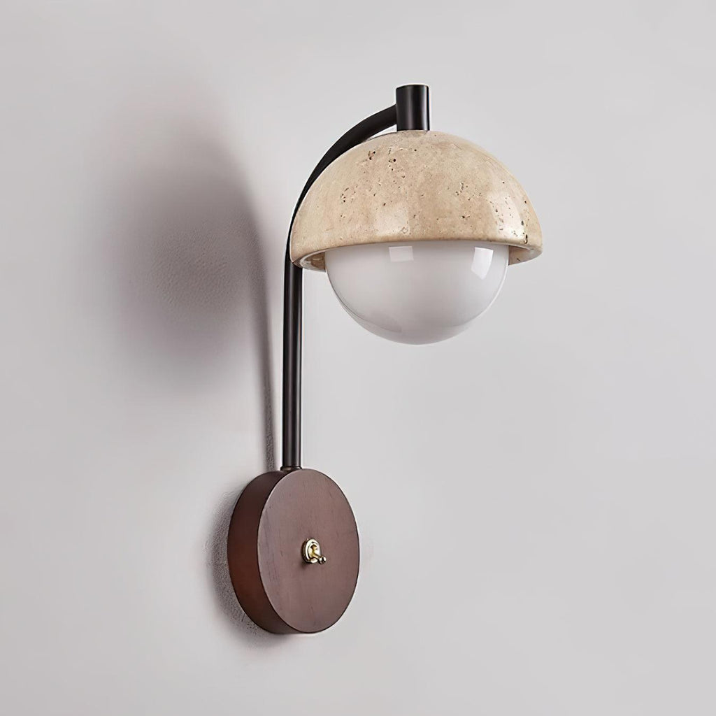 Ritta  Wall Lamp  Travertine  Wood Dome