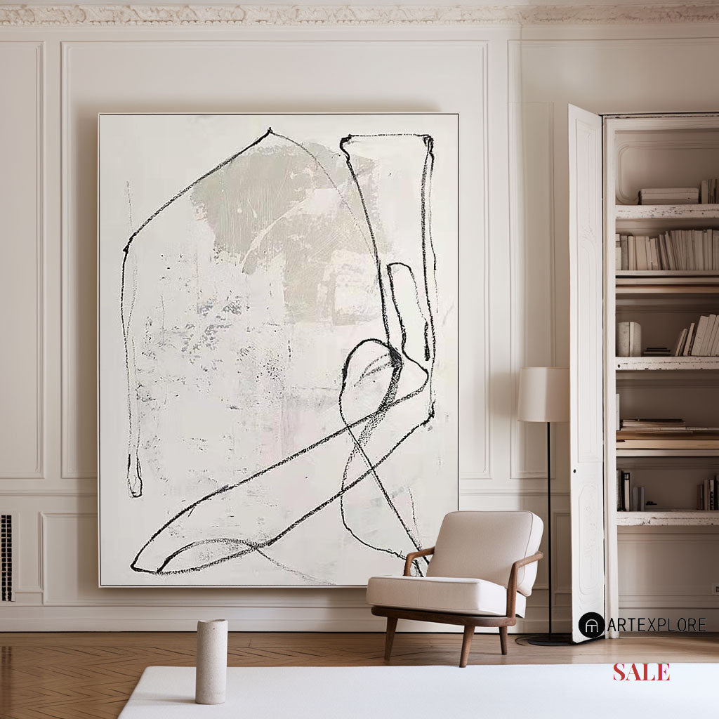 Gestural Monochrome Minimalist Abstract Painting