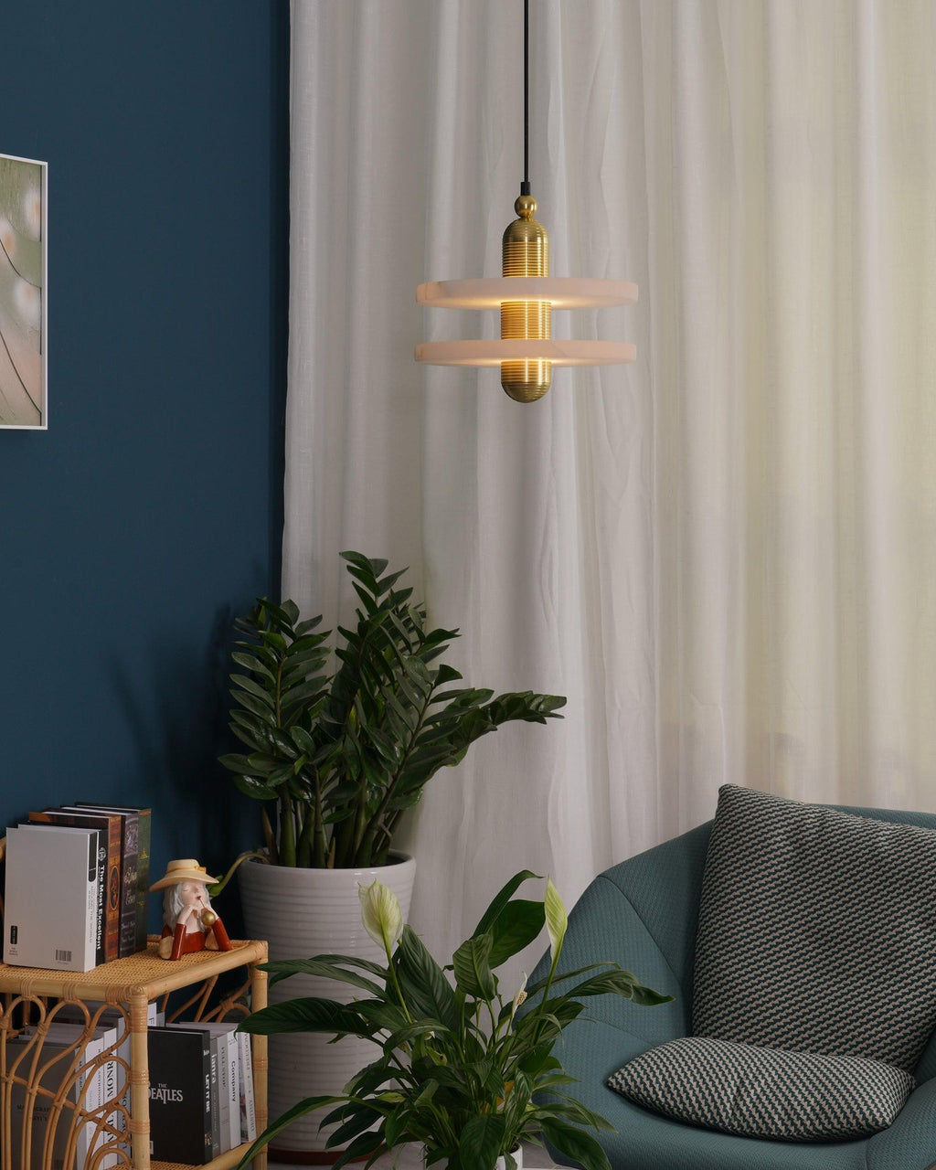 Goose White Alabaster Copper Pendant Lamp