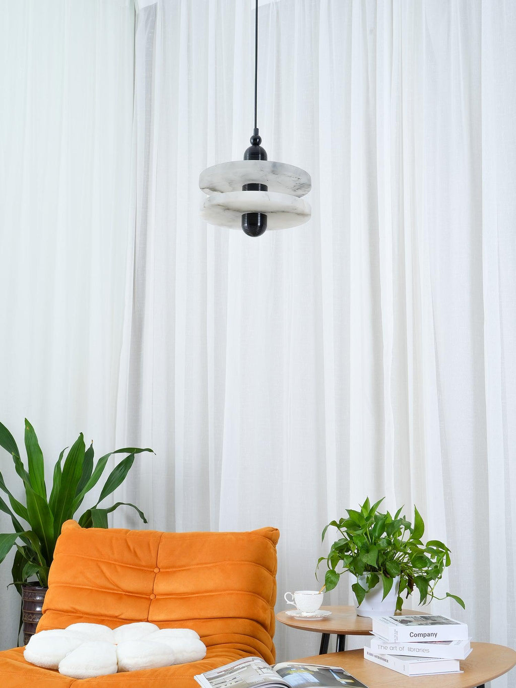 Goose White Alabaster Copper Pendant Lamp