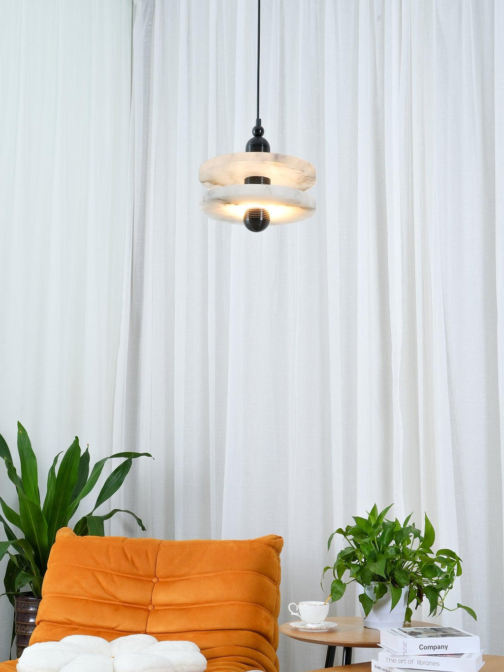 Goose White Alabaster Copper Pendant Lamp