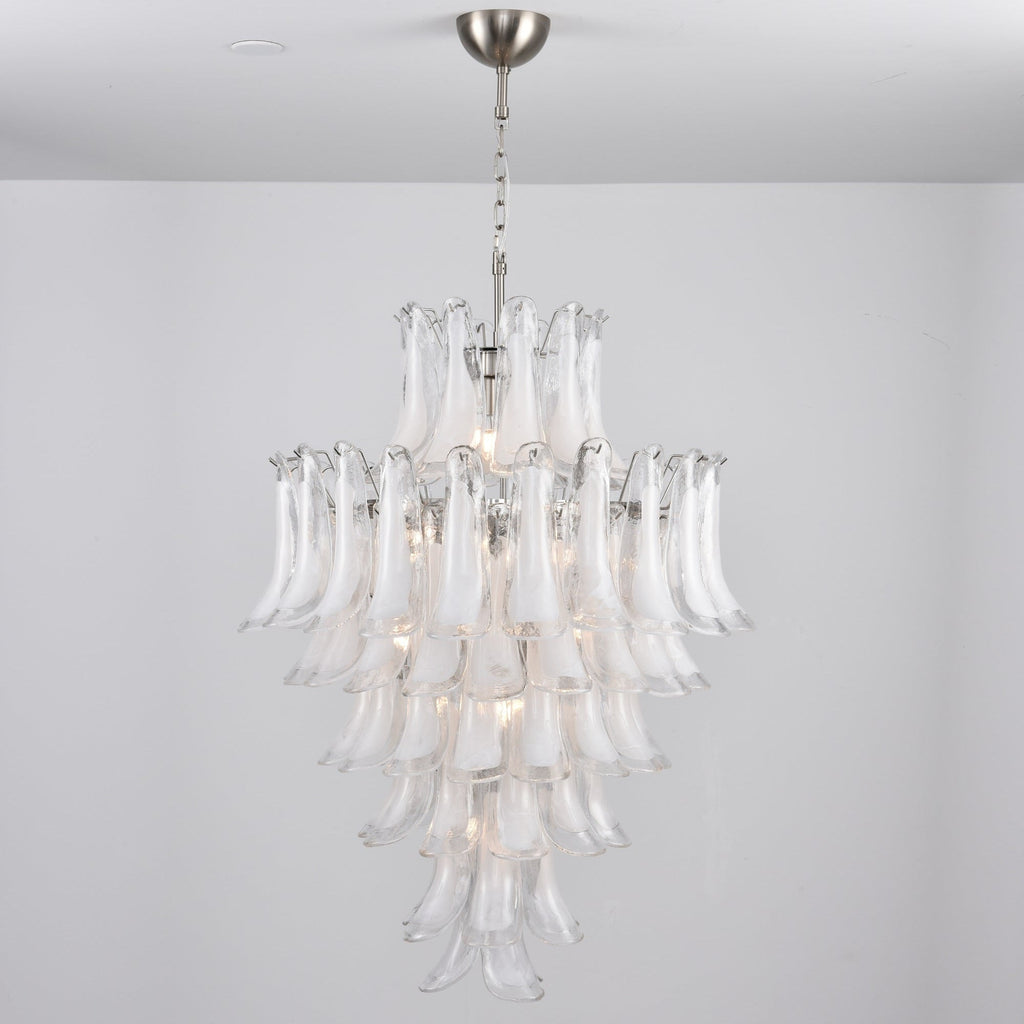Aurora Chandelier White Cloud Glass Petals