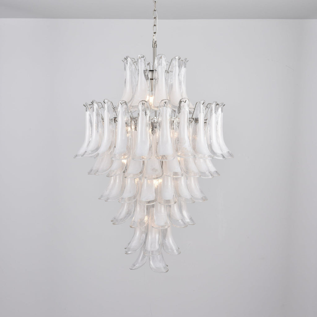 Aurora Chandelier White Cloud Glass Petals