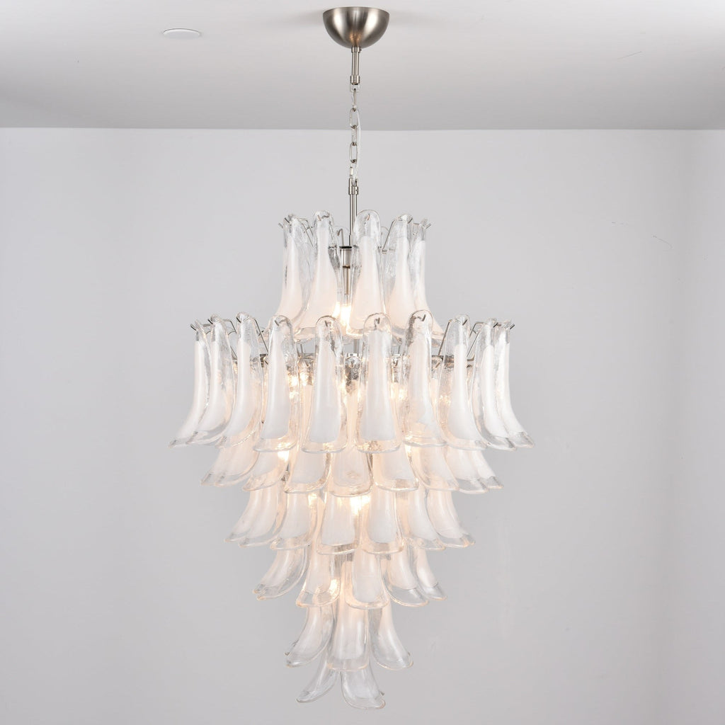 Aurora Chandelier White Cloud Glass Petals