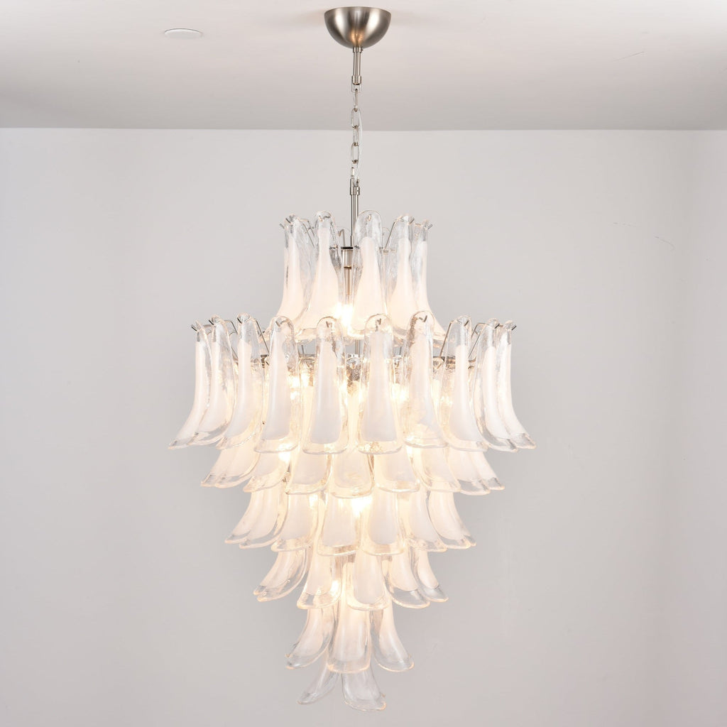 Aurora Chandelier White Cloud Glass Petals