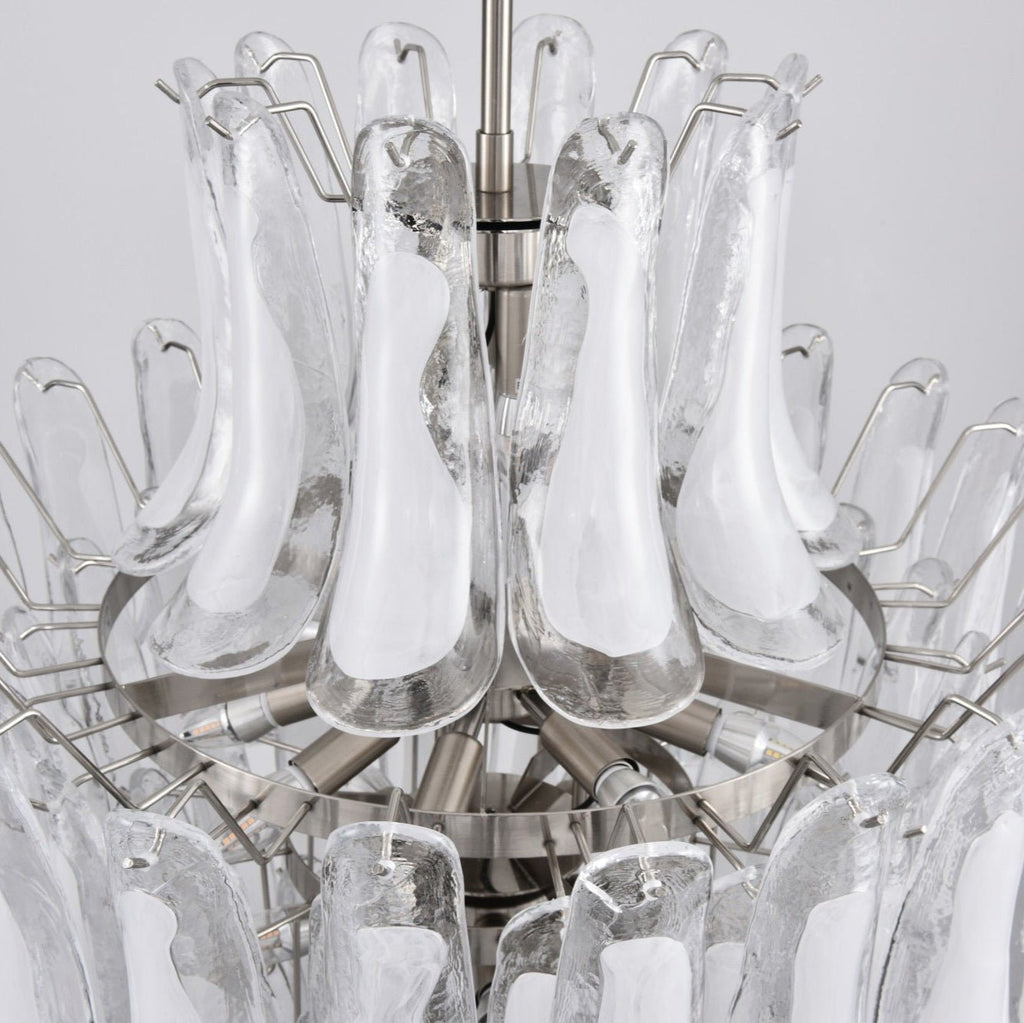Aurora Chandelier White Cloud Glass Petals