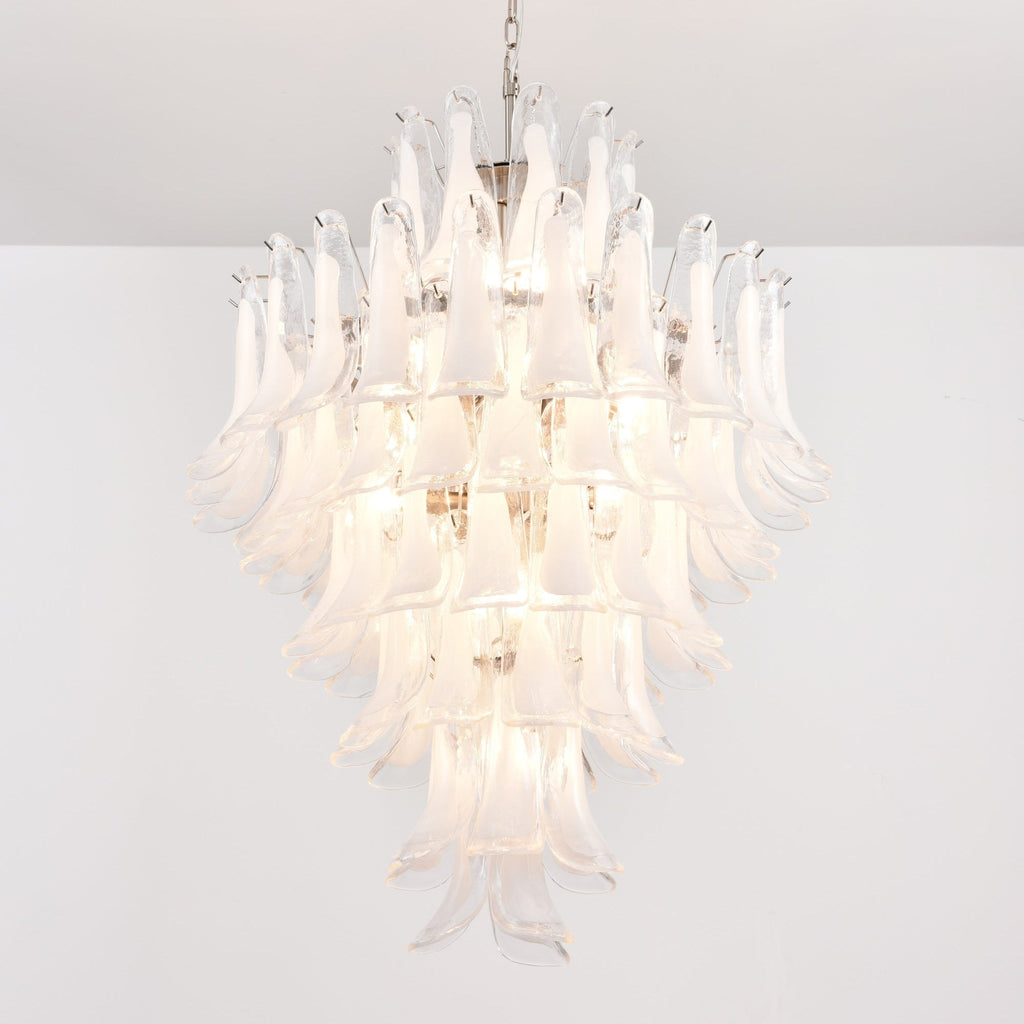 Aurora Chandelier White Cloud Glass Petals