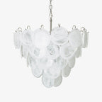 Aurora Chandelier White Murano Glass Disc