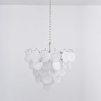 Aurora Chandelier White Murano Glass Disc