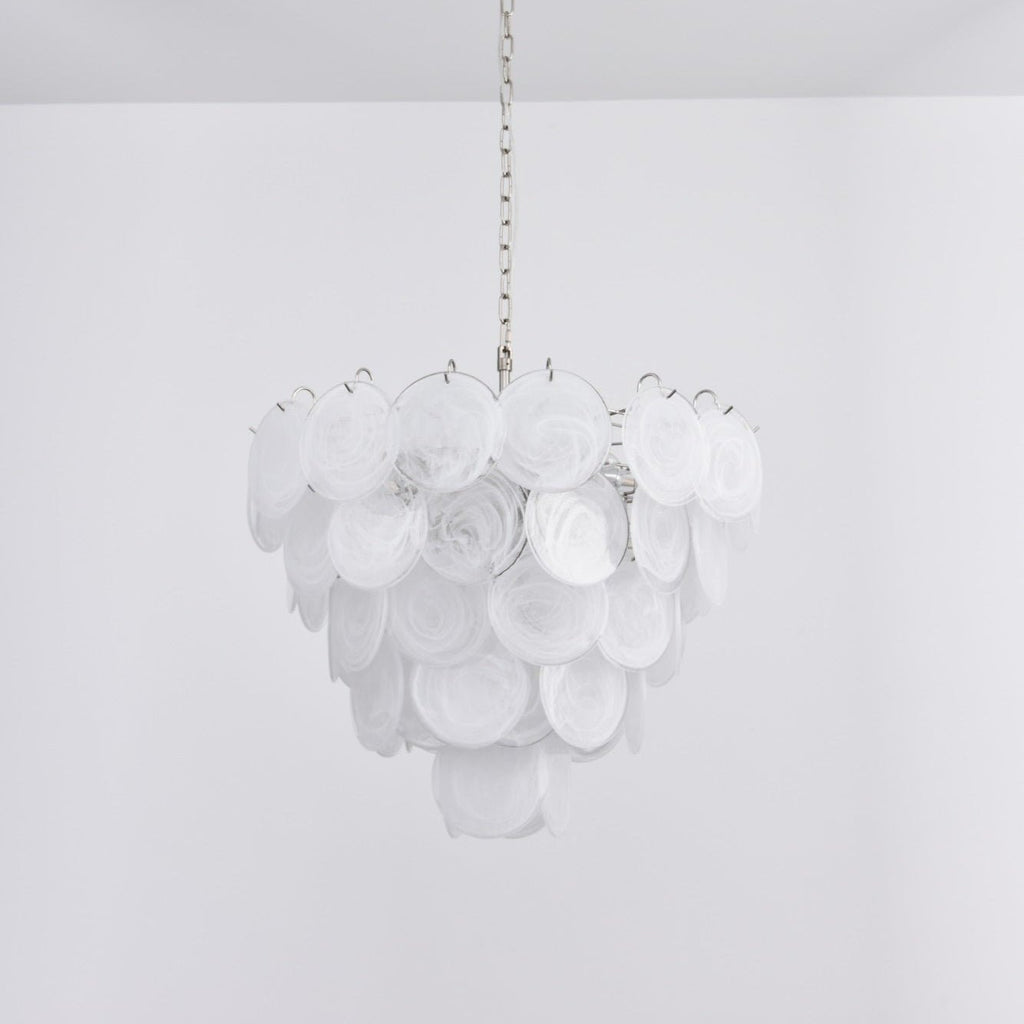 Aurora Chandelier White Murano Glass Disc