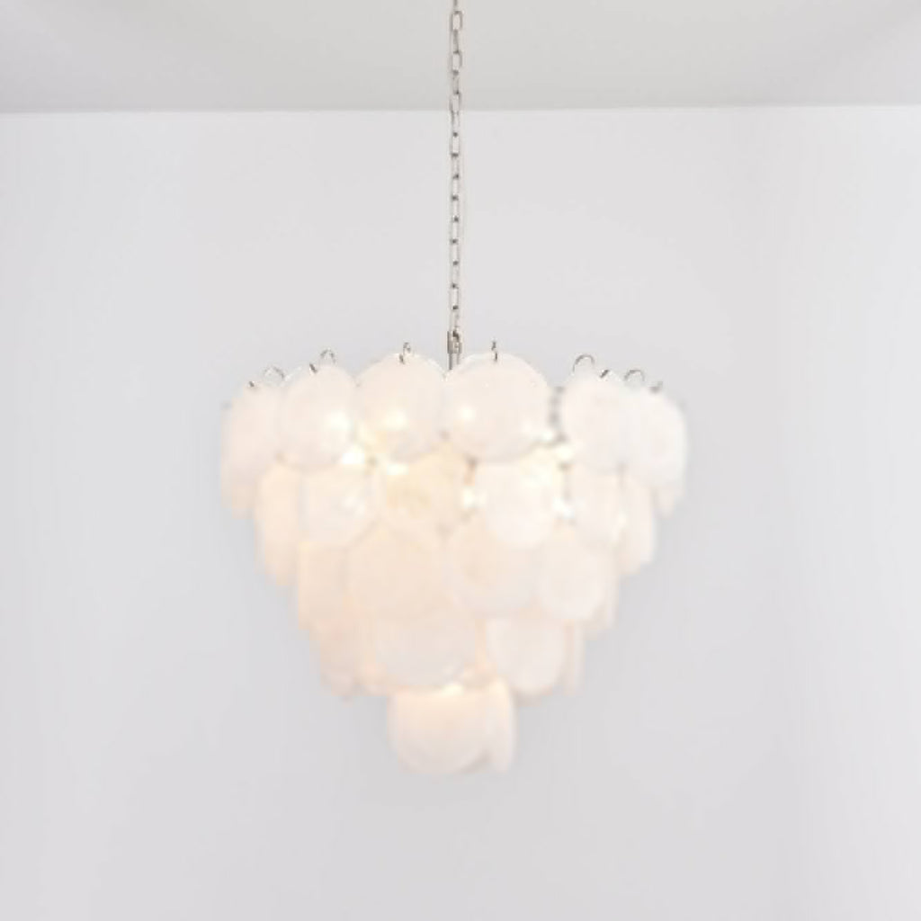 Aurora Chandelier White Murano Glass Disc