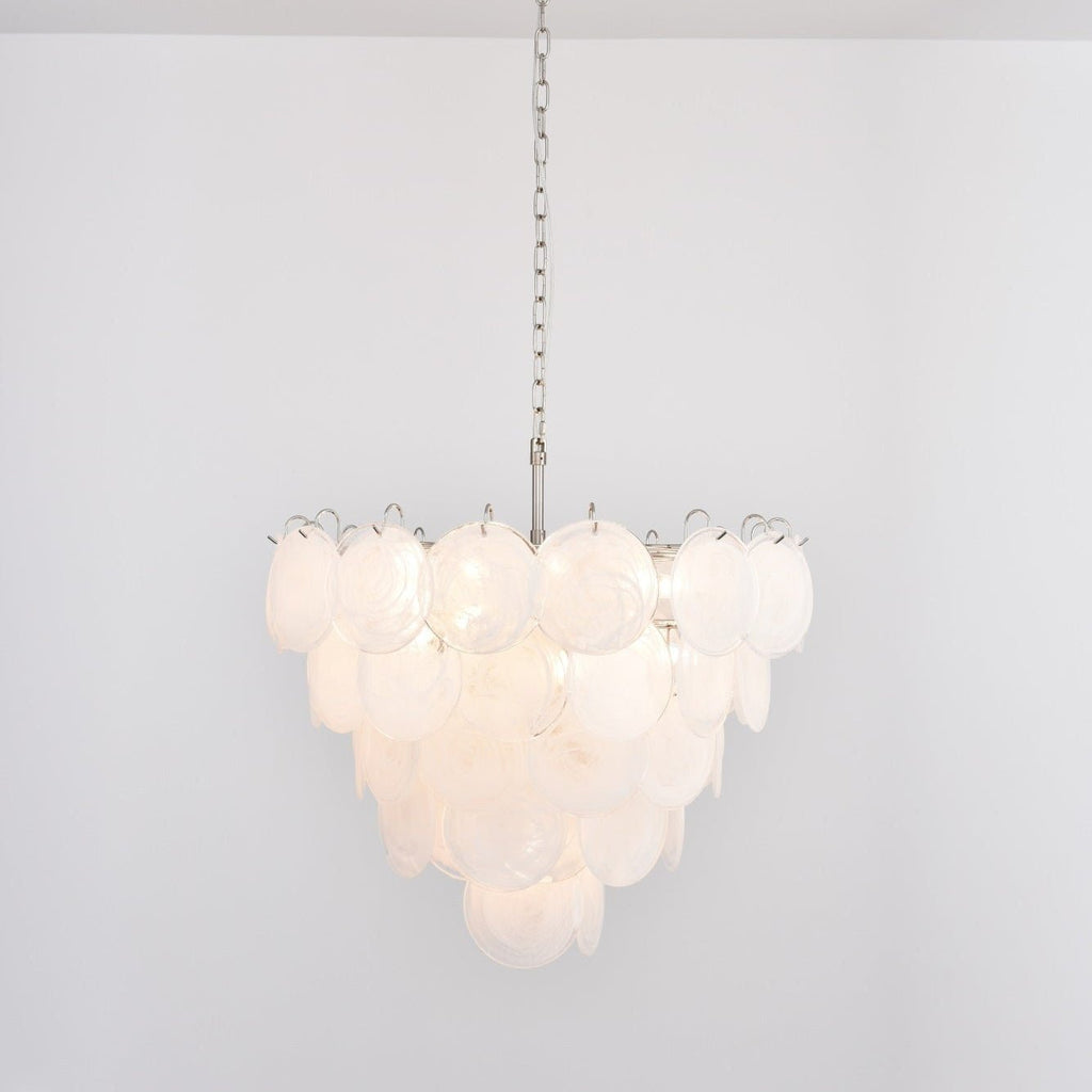 Aurora Chandelier White Murano Glass Disc