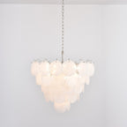 Aurora Chandelier White Murano Glass Disc