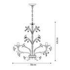 Chandelier Ornate Metal Frame Porcelain Roses Crystal Classic Luxury