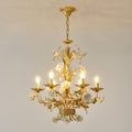 Chandelier Ornate Metal Frame Porcelain Roses Crystal Classic Luxury