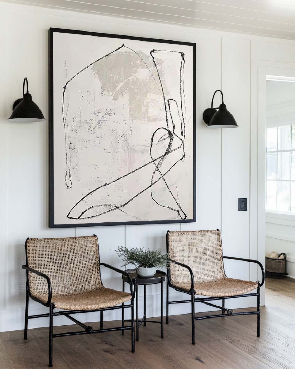 Gestural Monochrome Minimalist Abstract Painting