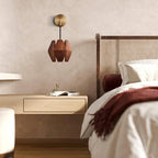 Wall Lamp Geometric Wood Shade Warm Glow Nordic Minimalist Accent
