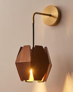 Wall Lamp Geometric Wood Shade Warm Glow Nordic Minimalist Accent
