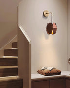 Wall Lamp Geometric Wood Shade Warm Glow Nordic Minimalist Accent