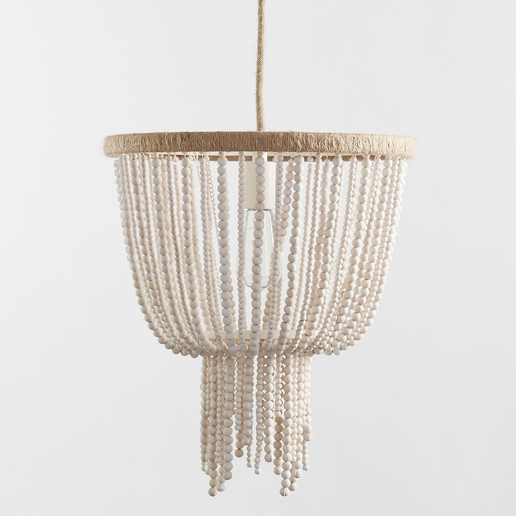 Himinuvyi Modern Beaded  Wooden Rope Metal Chandelier