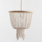 Himinuvyi Modern Beaded  Wooden Rope Metal Chandelier