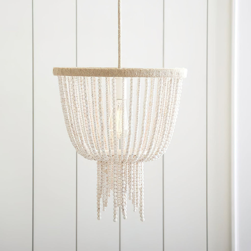Himinuvyi Modern Beaded  Wooden Rope Metal Chandelier