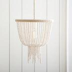 Himinuvyi Modern Beaded  Wooden Rope Metal Chandelier