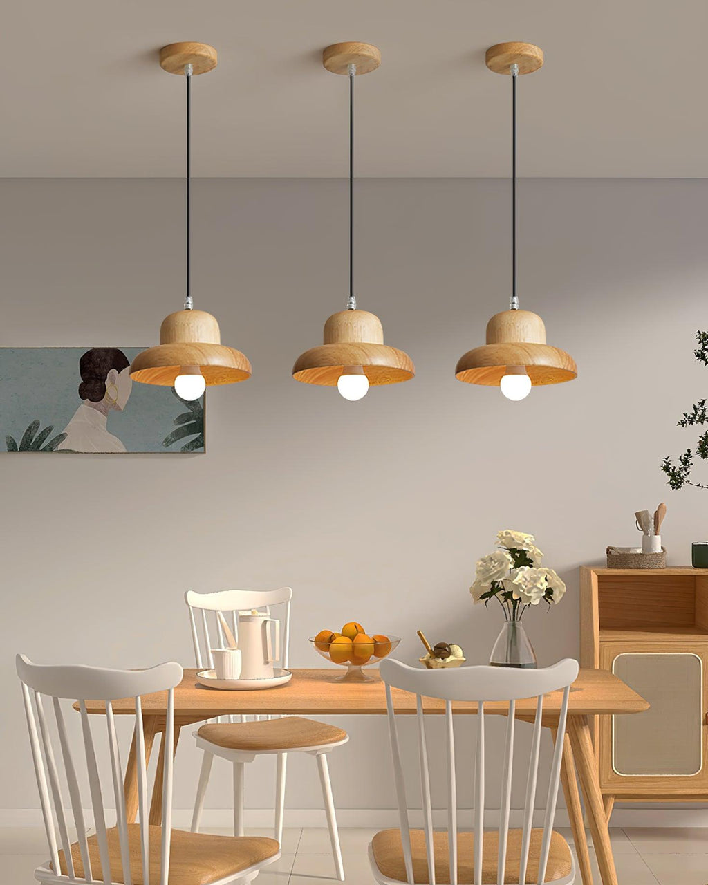 Wood Hat Pendant Lamp