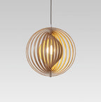 Pendant Lamp Wood Rings Sphere Organic Minimalist Ambient