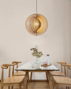 Pendant Lamp Wood Rings Sphere Organic Minimalist Ambient
